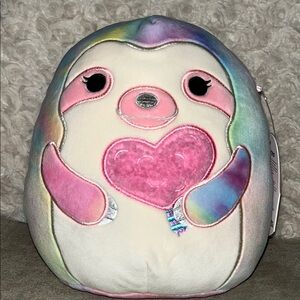 🦥 Squishmallows Whim the Rainbow Tie-Dyed Sloth Valentine’s Day 2024 8” NWT